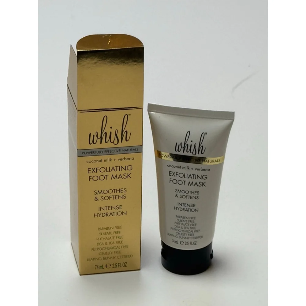 Whish Exfoliating Foot Mask Smooths & Softens - COCONUT MILK + VERBENA - 2.5 OZ